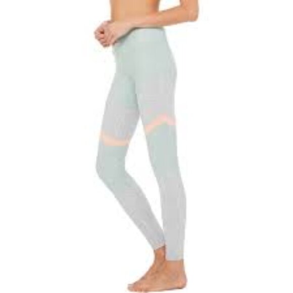 Alo Yoga Alosoft Sheila High waist leggings in blue Grey and pink sz Small - Picture 1 of 8
